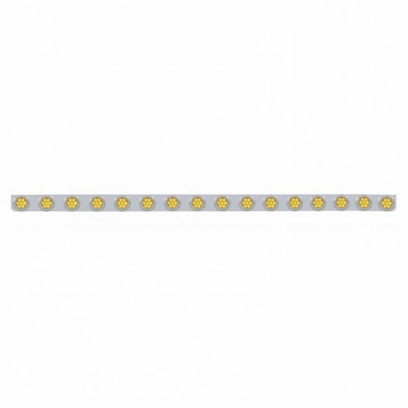79-1/2" SS Bumper Light Bracket With 16X 7 LED 2" Reflector Lights & Bezels -Amber LED & Lens