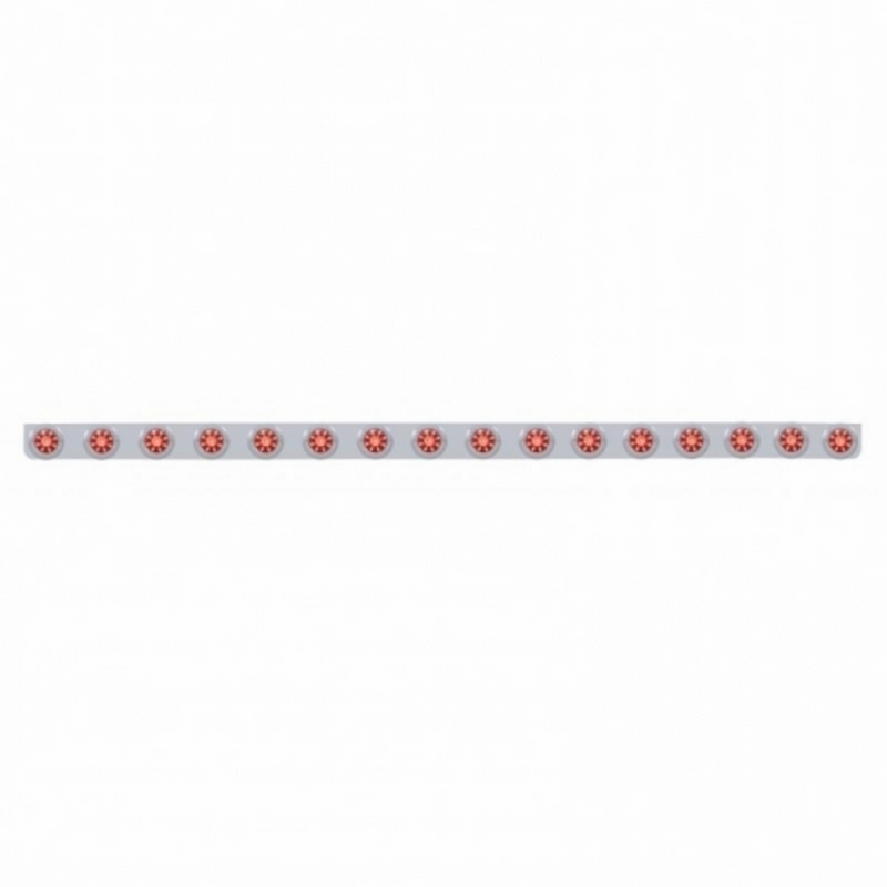 79-1/2" SS Bumper Light Bracket With 16X 9 LED 2" Beehive Lights & Bezels -Red LED & Lens
