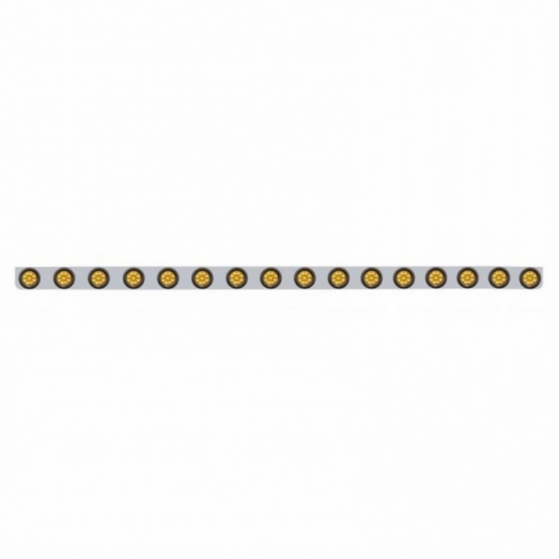 79-1/2" Stainless Bumper Light Bracket With 16X 9 LED 2" Light & Grommets - Amber LED/Amber Lens