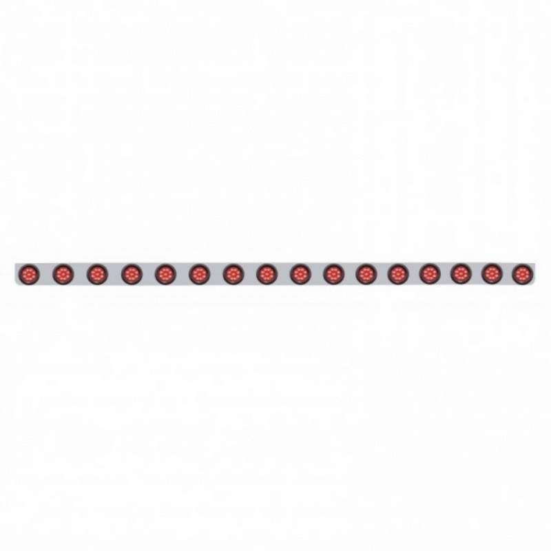 79-1/2" Stainless Bumper Light Bracket With 16X 9 LED 2" Light & Grommets - Red LED/Red Lens