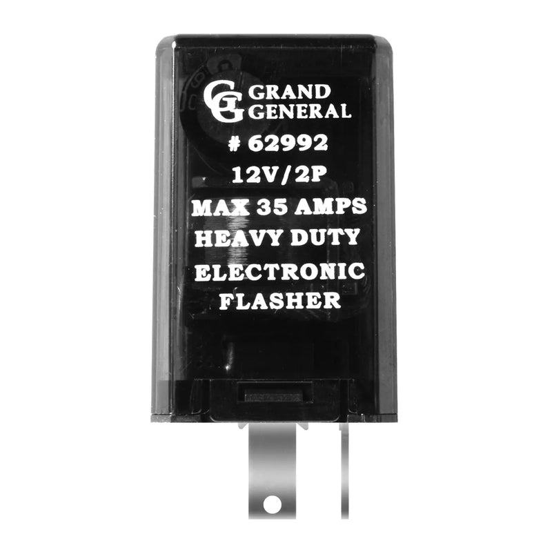 62992 RECT. HEAVY DUTY ELECTRONIC FLASHER 2PIN, 12V, 35AMP Black