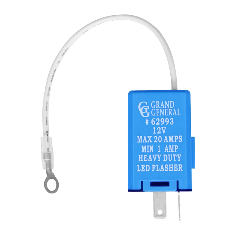 #62993 RECT. ELECTRONIC FLASHER, 2PIN W/ GROUND WIRE, 12V, 20AMP FUSES Light Gray