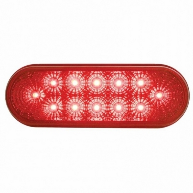 3-3/4" Bolt Pattern SS Spring Loaded Bar With 6 Oval 12 LED Lights -Red LED & Lens