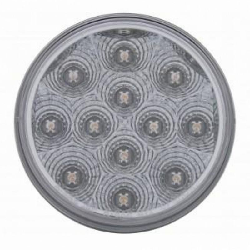 3-3/4" Bolt Pattern Chrome Spring Loaded Bar W/6X 12 LED 4" Reflector Lights -Red LED/Clear Lens (Pair)