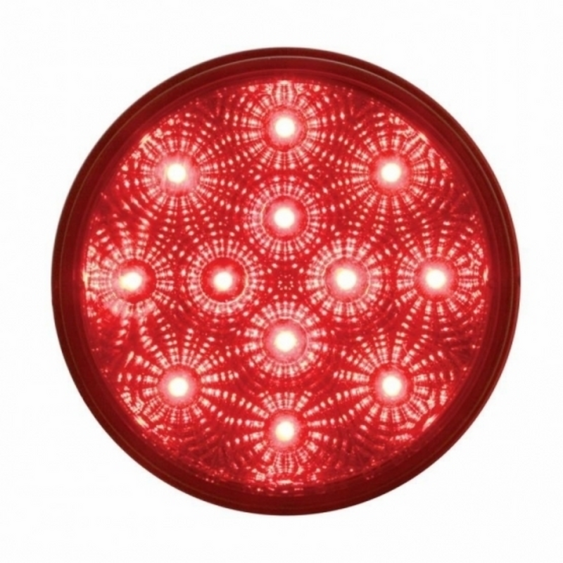 UP-63643 2-1/2" Bolt Pattern Chrome Spring Loaded Bar W/6X 12 LED 4" Reflector Lights -Red LED & Lens (2-Pack)