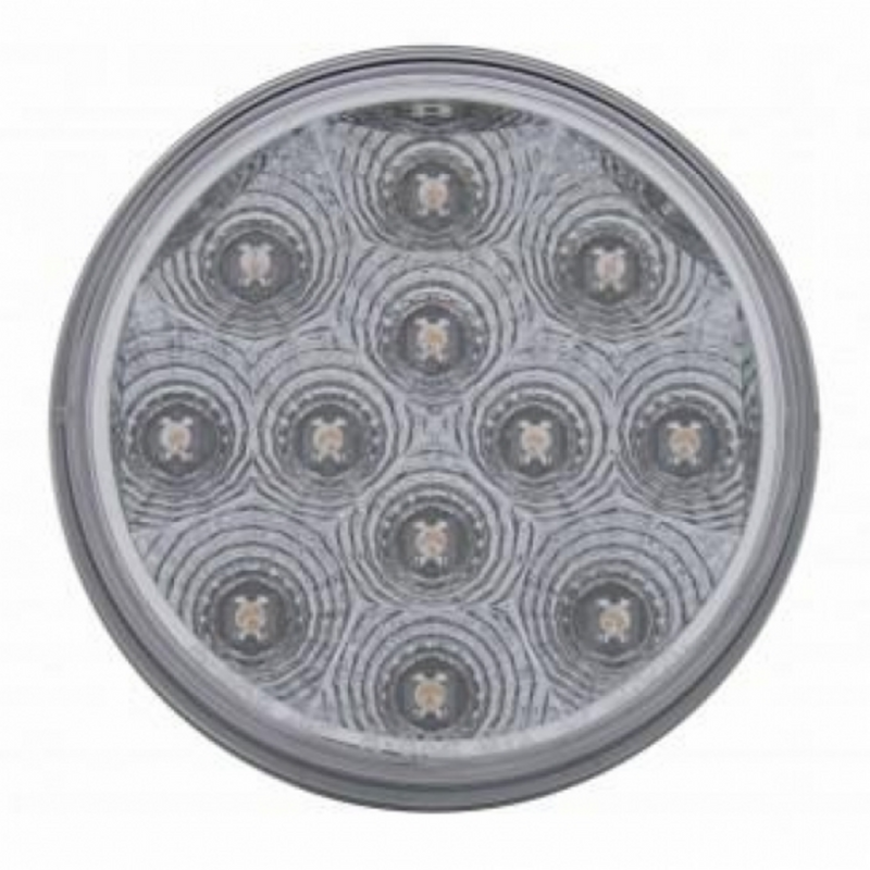 UP-63644 2-1/2" Bolt Pattern Chrome Spring Loaded Bar W/6X 12 LED 4" Reflector Lights -Red LED/Clear Lens (2-Pack)