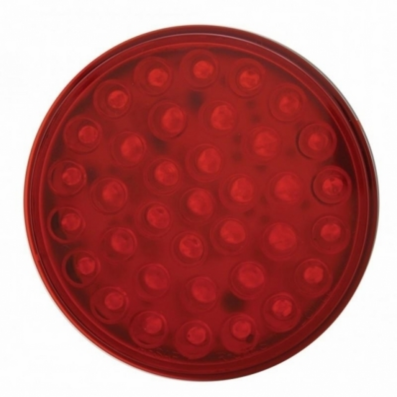 Stainless Top Mud Flap Plate With 3X 36 LED 4" Lights & Grommets - Red LED/Red Lens