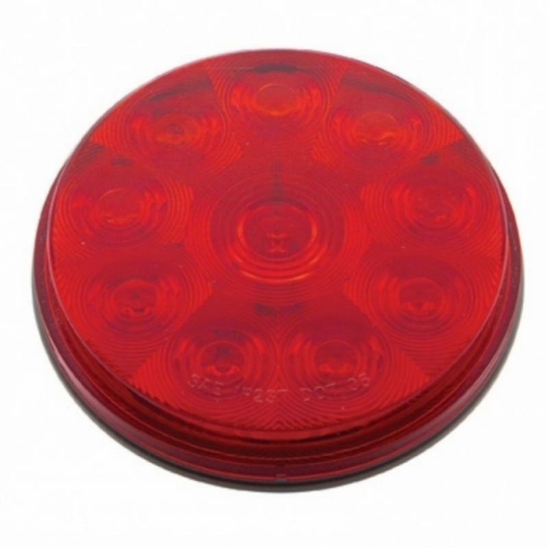 Stainless Top Mud Flap Plate With 3X 10 LED 4" Lights & Grommets - Red LED/Red Lens