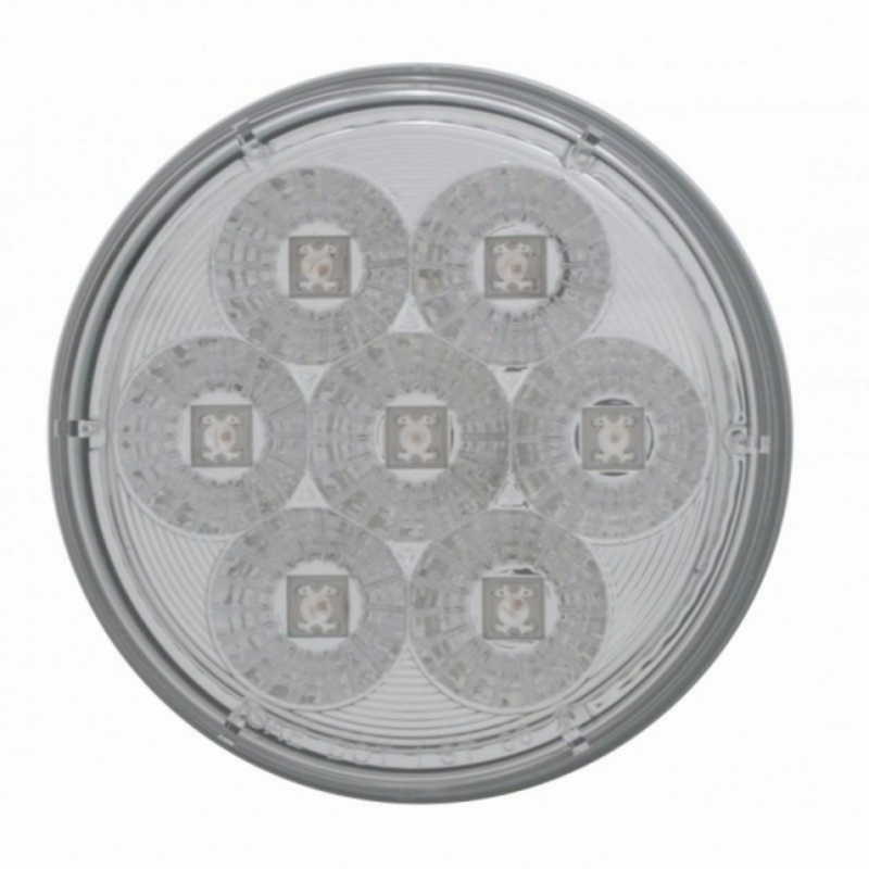 UP-63751 2-1/2" Bolt Pattern Chrome Spring Loaded Bar W/6X 4" 7 LED Lights -Red LED/Clear Lens (Pair)