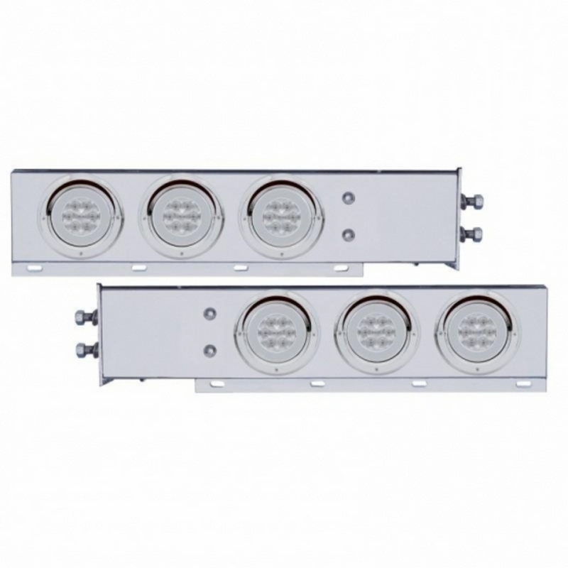UP-63769 2" Bolt Pattern SS Spring Loaded Bar With 6X 21 LED 4" GloLight & Visors -Red LED/Clear Lens