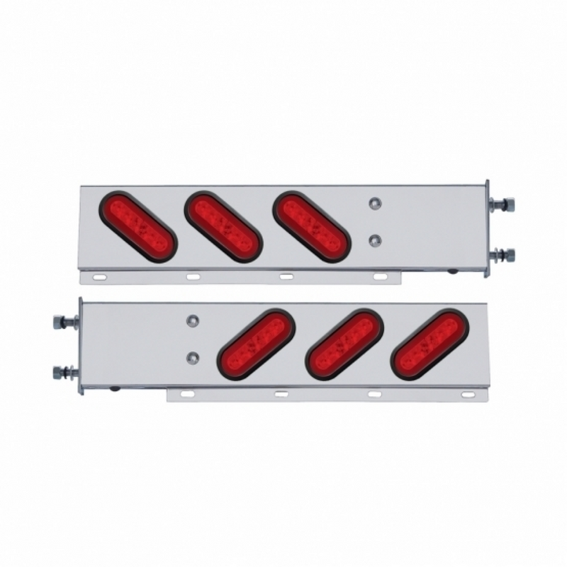 3-3/4" Bolt Pattern SS Spring Loaded Bar With 6X 22 Red LED 6" Oval GloLight & Grommet -Red Lens