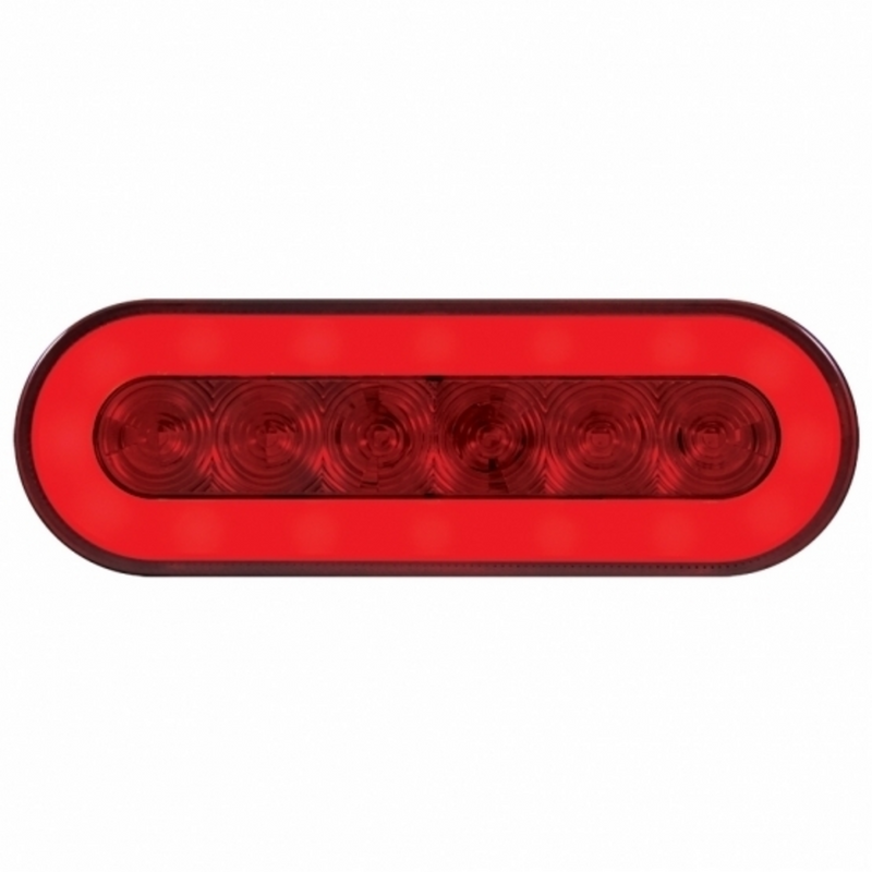 3-3/4" Bolt Pattern SS Spring Loaded Bar With 6X 22 Red LED 6" Oval GloLight & Grommet -Red Lens