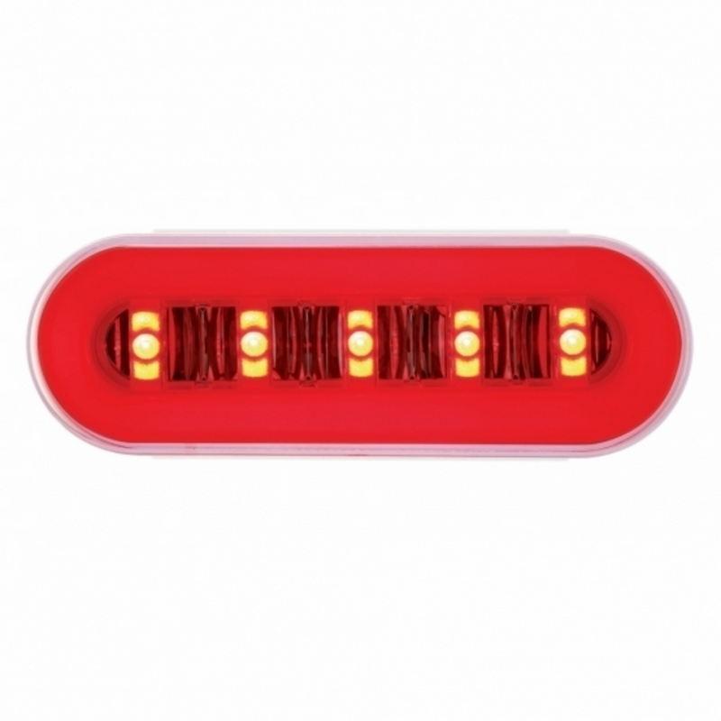3-3/4" Bolt Pattern SS Spring Loaded Bar With 6X 22 Red LED 6" Oval GloLight & Grommet -Clear Lens