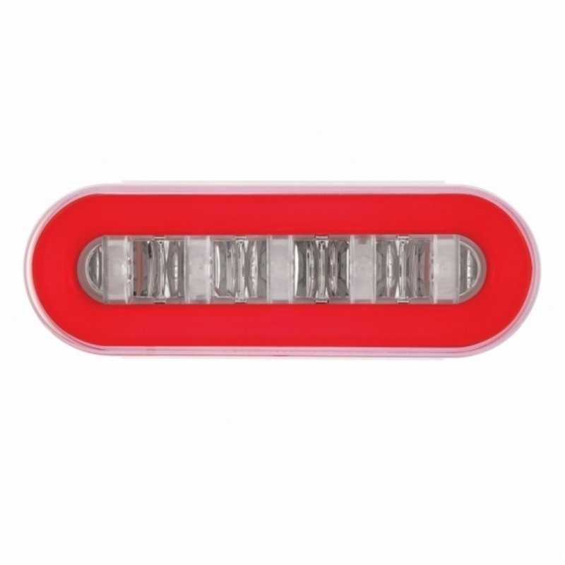 3-3/4" Bolt Pattern SS Spring Loaded Bar With 6X 22 Red LED 6" Oval GloLight & Grommet -Clear Lens