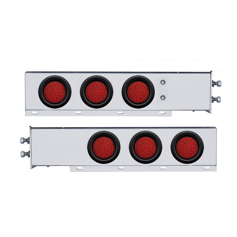 UP-63804 2" Bolt Pattern SS Spring Loaded Bar With 6X 36 LED 4" Lights -Red LED & Lens