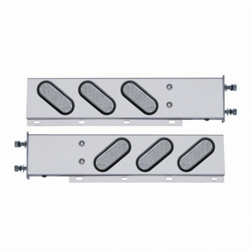 3-3/4" Bolt Pattern SS Spring Loaded Bar With 6 Oval 19 LED Lights -Red LED/Clear Lens