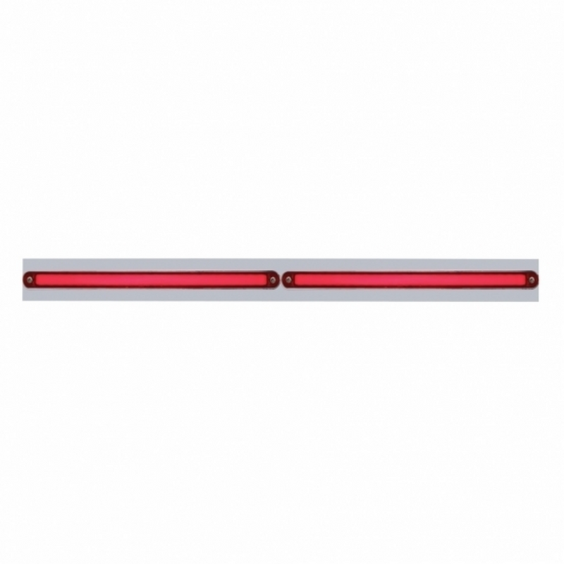 Chrome Top Mud Flap Plate With Two 24 LED 12" GloLight Bars - Red LED/Red Lens