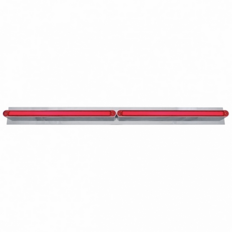 Chrome Top Mud Flap Plate With Two 24 LED 12" GloLight Bars - Red LED/Red Lens