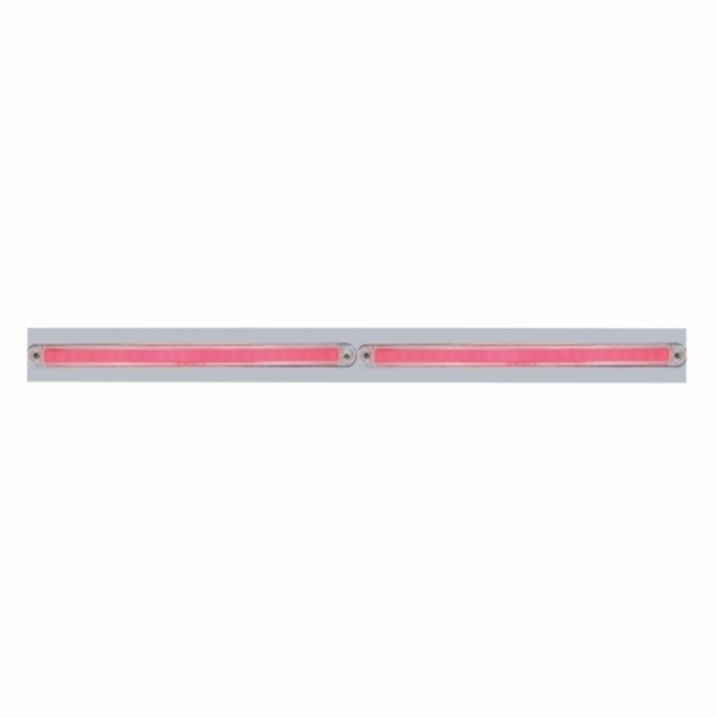 Chrome Top Mud Flap Plate With Two 24 LED 12" GloLight Bars - Red LED/Clear Lens