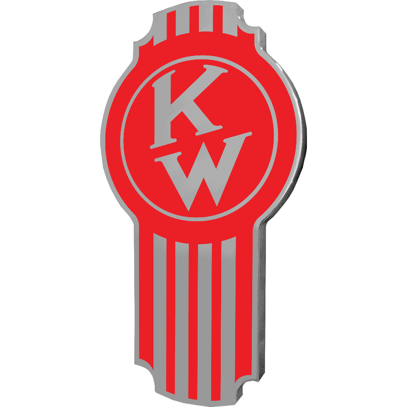 KENWORTH EMBLEM OLD STYLE CHROME/RED 440 EMBLEM Dark Gray