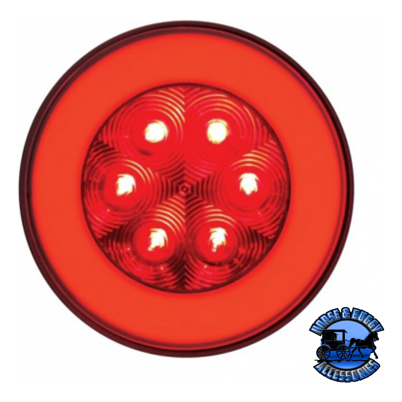 21 LED 4" Round GloLight (Stop, Turn & Tail) - Red LED/Red Lens Firebrick