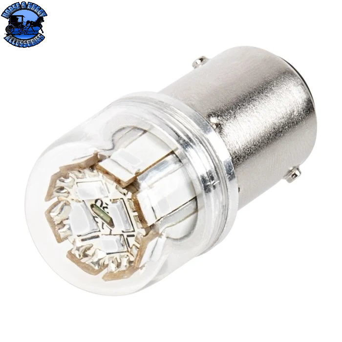 1142-A12-G 1142 LED Bulb with Stock Cover - 12 SMD LED - BA15D Bulb - 1142 Amber Globe