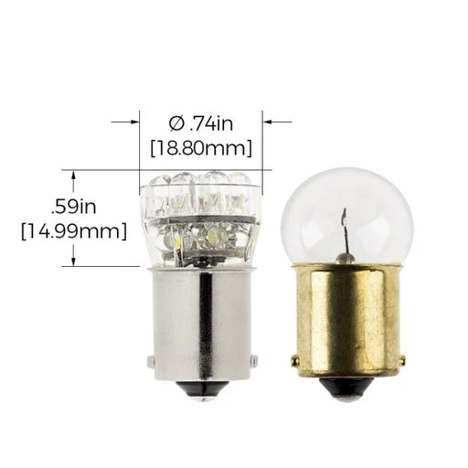 67-R15 67 Boat and RV LED Light Bulb - (15) LED Forward Firing Cluster Bulb - BA15S Retrofit Base - 105 Lumens - Red Light Gray