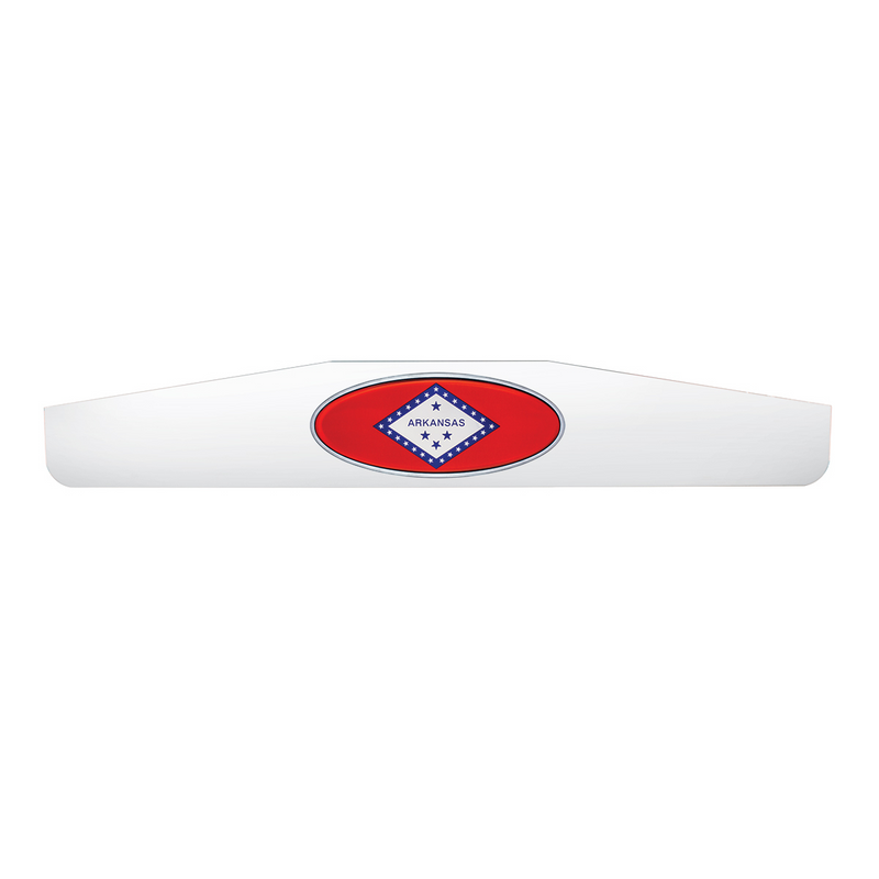 4" X 24" Chrome Bottom Mud Flap Weight With Oval Arkansas Flag Emblem