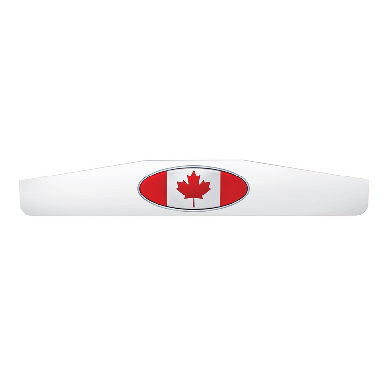 Peso de la aleta de barro inferior cromada de 4" x 24" con emblema ovalado de la bandera de Canadá