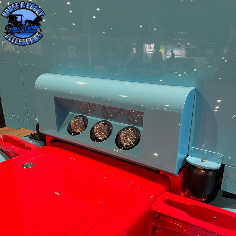 IC172017-21 Peterbilt shock box cover 48 in. / 52 in. & 63 in. / 72 in. Round Top Center Recessed with (3) 4 in. Light Holes