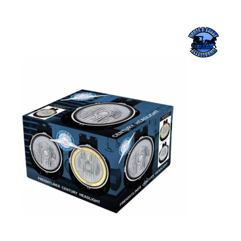 Crystal Headlight With White LED Halo Ring For 1996-2005 Freightliner Century #31282 Crystal Headlight Gray