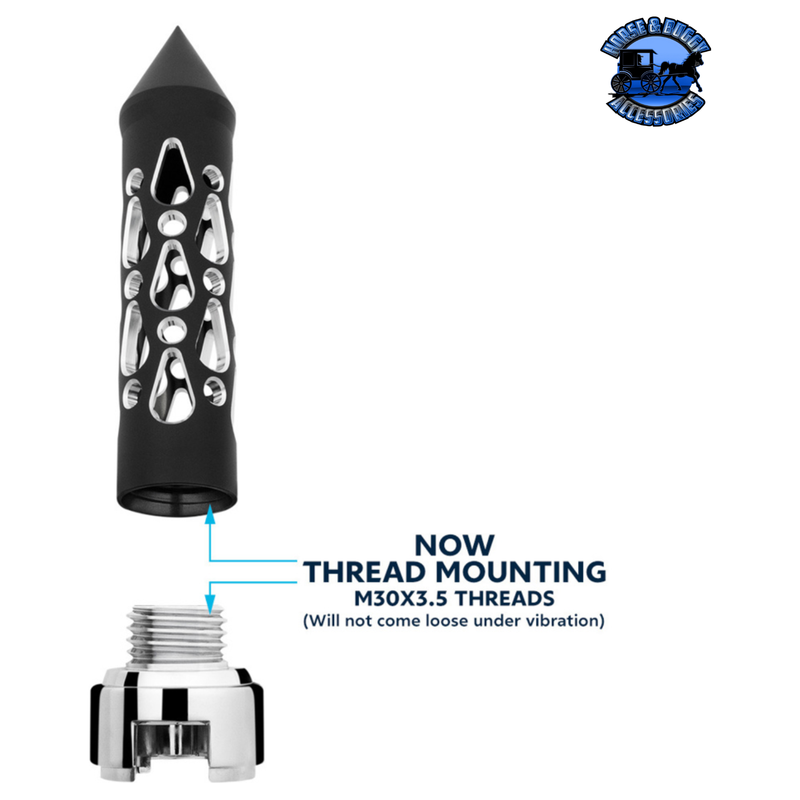 THREAD-ON BROOKLYN STYLE SPIKE GEARSHIFT KNOB WITH 13/15/18 SPEED ADAPTER - MATTE BLACK/VERTICAL #71200 Knob Light Gray