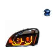 PROJECTION HEADLIGHT W/DUAL FUNCTION AMBER LED POSITION LIGHTS FOR 2008-17 FL CASCADIA (Choose Color) (Choose Side) LED Headlight Black / Driver's Side Black