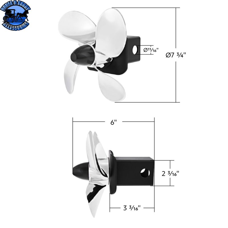 Spinning Propeller Hitch Cover For 2" X 2" Trailer Hitch Receivers #77009