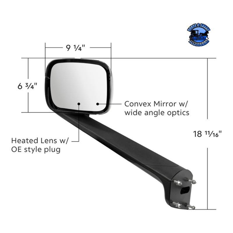 CHROME HOOD MIRROR ASSEMBLY W/ SEQUENTIAL LED LIGHTS FOR 2018-2024 FREIGHTLINER CASCADIA - HEATED (Choose Side) Mirror Driver's Side,Passenger's Side Light Gray