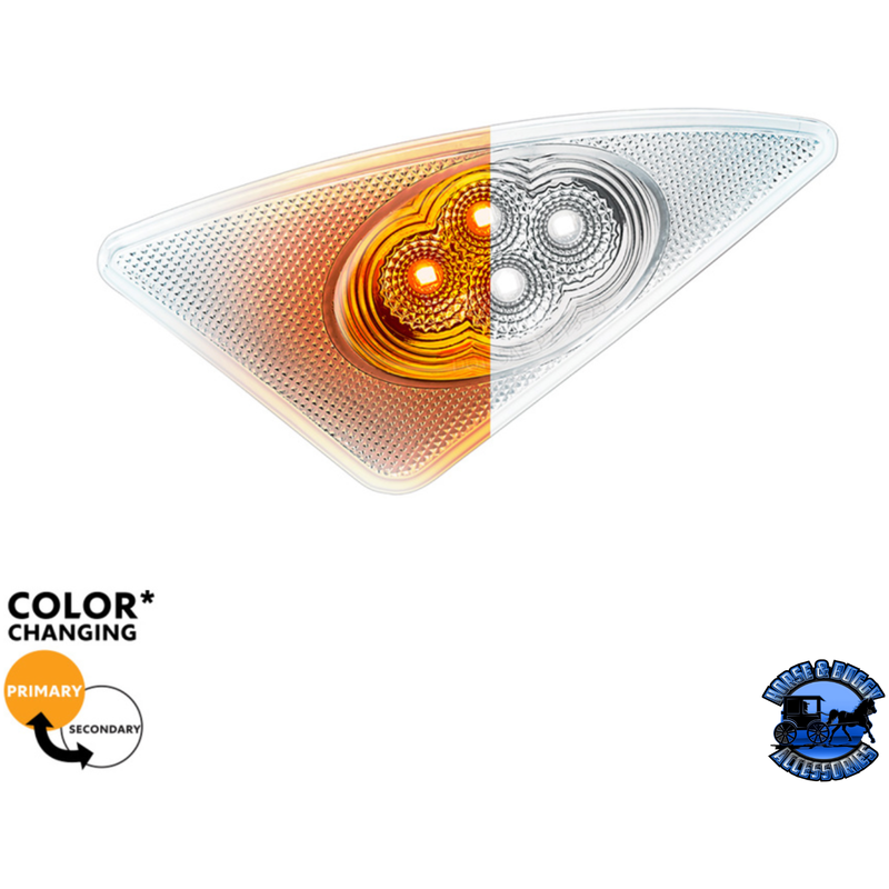 DOUBLE FURY 4 LED FENDER SIGNAL LIGHT FOR 2008-2017 KENWORTH T660 (Choose Color)(Choose Side) FENDER LIGHT Amber and White / Driver's Side Light Gray