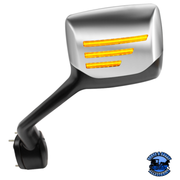 CHROME HOOD MIRROR ASSEMBLY W/ SEQUENTIAL LED TURN SIGNAL FOR 2013-2021 KENWORTH T680 & PETERBILT 579 (Choose Side) Hood Mirror Drivers Side,Passengers Side Gray