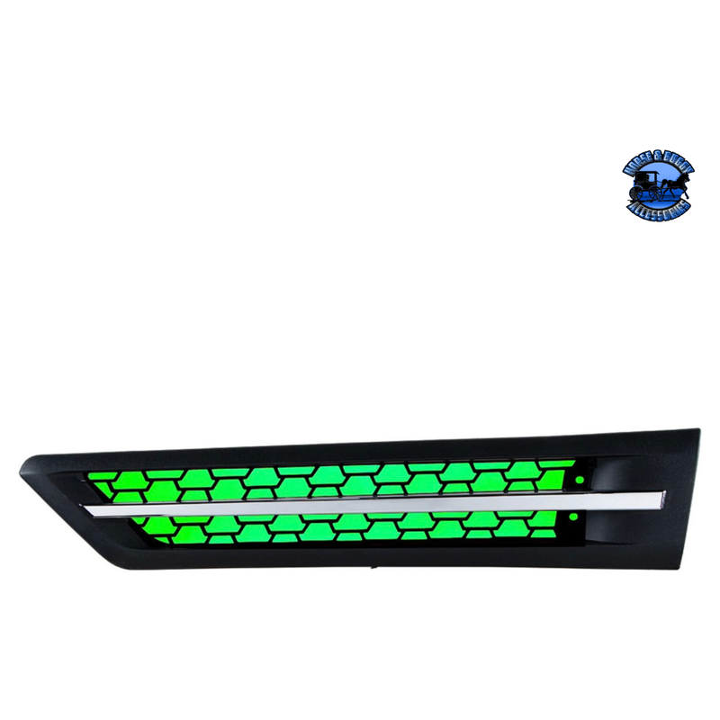 HOOD AIR INTAKE GRILLE WITH LED FOR 2018-2024 FREIGHTLINER CASCADIA 126 (Choose Color) (Choose Side) Air Intake Green LED / Driver's Side Black