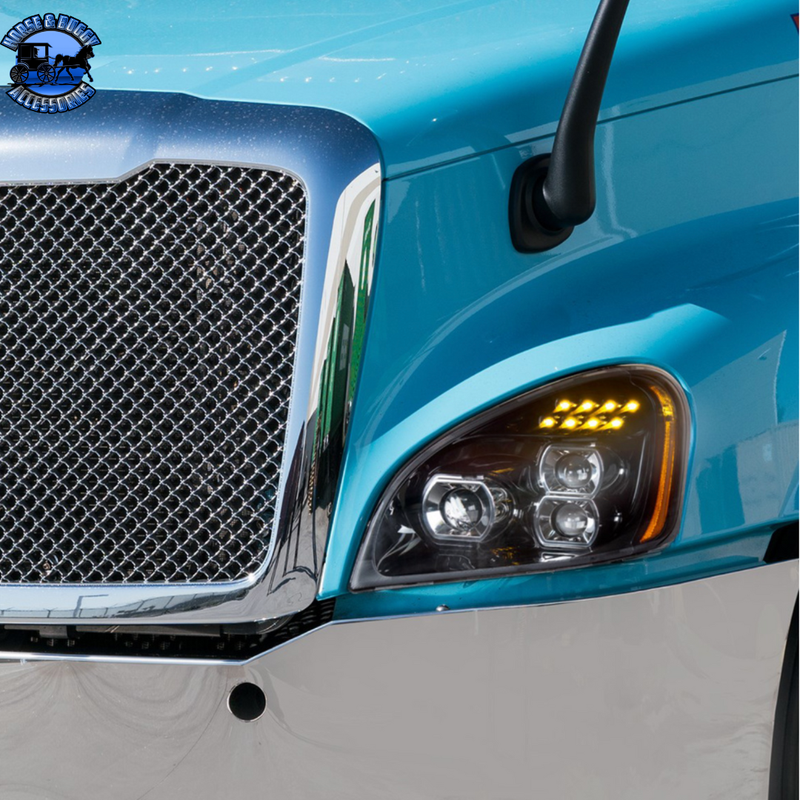 UP-35788 "Blackout" LED Headlight Set For 2008-2017 Freightliner Cascadia (Pair) #35788 LED Headlight Dark Gray