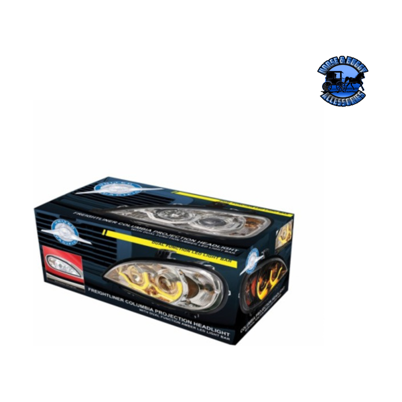 PROJECTION HEADLIGHT WITH DUAL FUNCTION LIGHT BAR FOR 2001-2020 FREIGHTLINER COLUMBIA (Choose Color) (Choose Side) HEADLIGHT Chrome / Driver's Side,Chrome / Passenger's Side,Black / Driver's Side,Black / Passenger's Side Tan