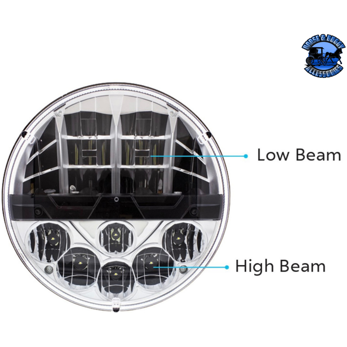 Light Gray ULTRALIT - High Power LED 7" Headlight With Polycarbonate Lens & Housing #31084 High Power LED