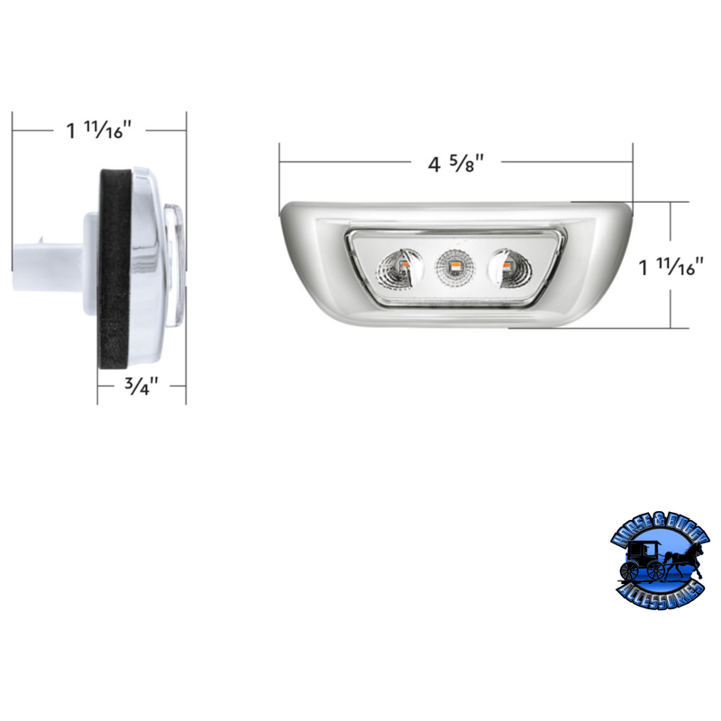 3 LED DOUBLE FURY CAB LIGHT FOR 2013-2021 KENWORTH T680 & 2012-2021 PETERBILT 579 (Choose LED Color) CAB LIGHT Amber and Blue,Amber and Green,Amber and Purple,Amber and Red,Amber and White Light Gray