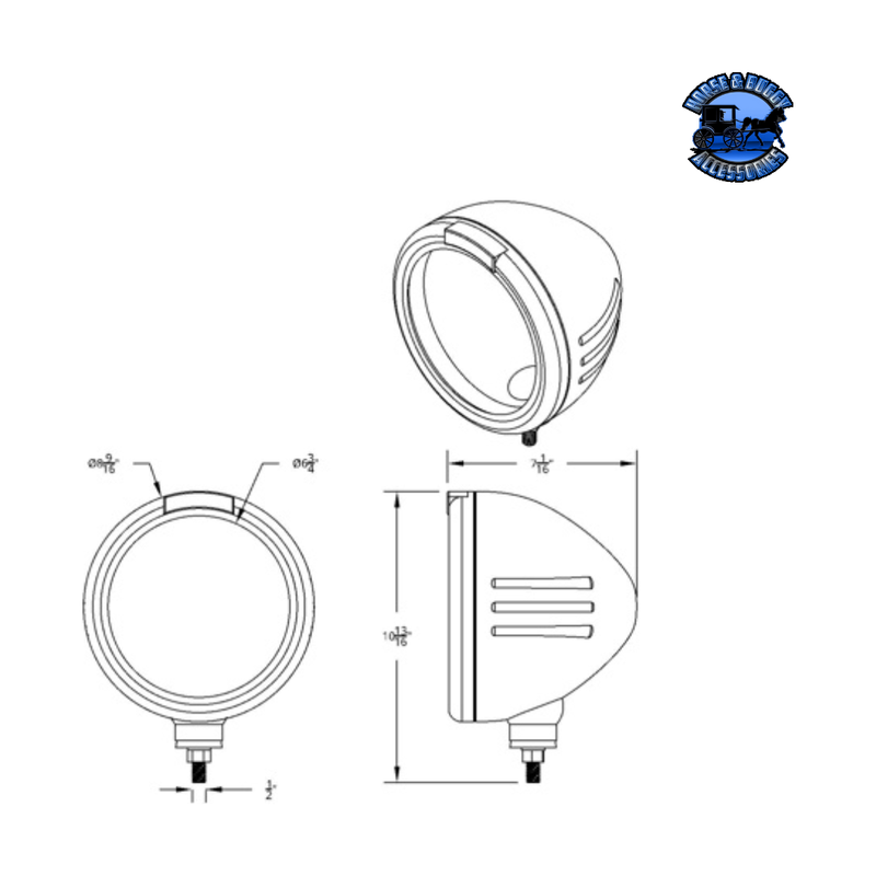 STAINLESS STEEL BULLET EMBOSSED STRIPE HEADLIGHT NO BULB WITH LED SIGNAL (Choose Color) HEADLIGHT Amber,Clear Gray