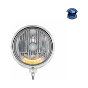 GUIDE 682-C STYLE HEADLIGHT H4 BULB WITH 6 AMBER LED (Choose Color) HEADLIGHT Stainless,Chrome,Black Gray