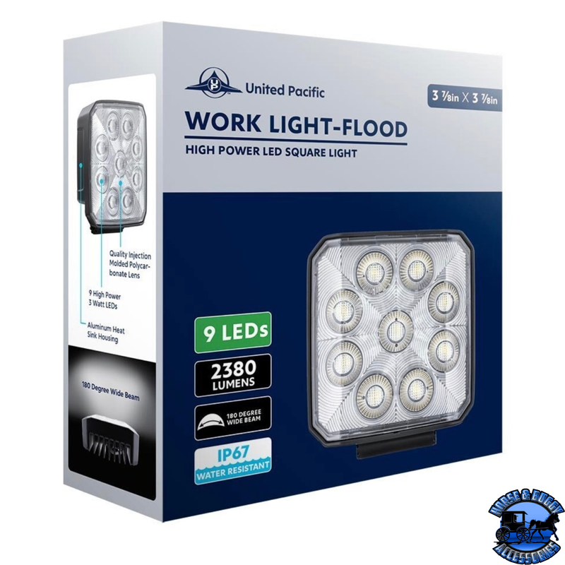 36702   9 LED High Power 3-7/8" Square Work Light-Flood #36702
