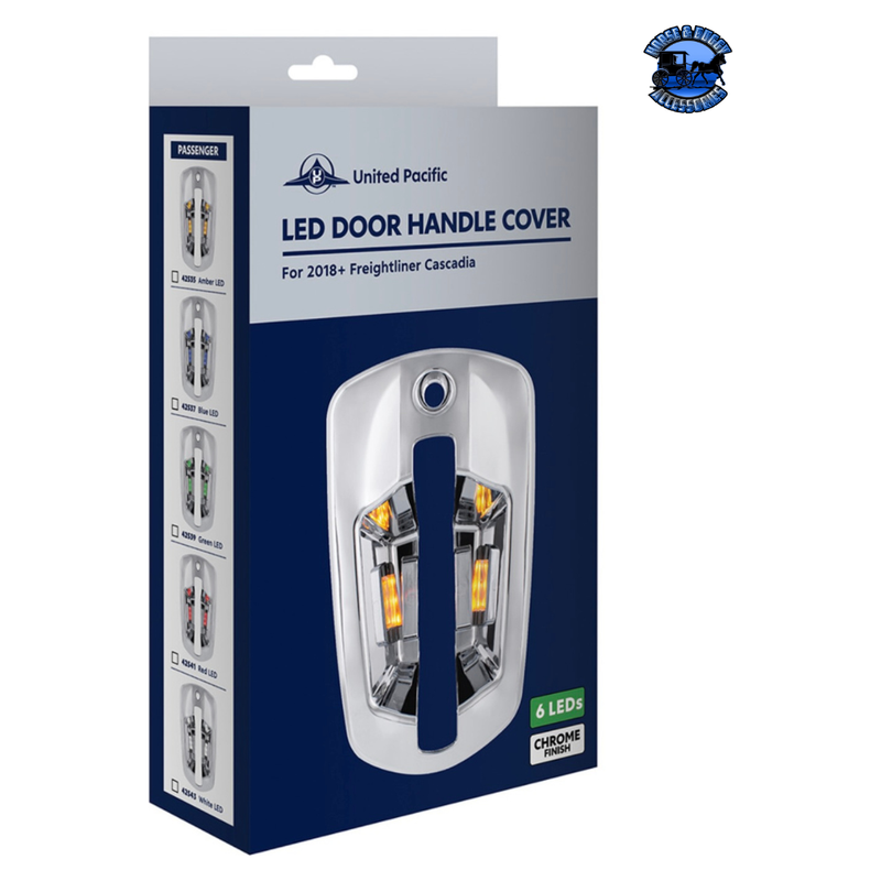 6 LED CHROME DOOR HANDLE COVER FOR 2018-2024 FREIGHTLINER CASCADIA (Choose Color) (Choose Side) DOOR HANDLE Amber LED / Driver's Side,Amber LED / Passenger's Side,Blue LED / Driver's Side,Blue LED / Passenger's Side,Green LED / Driver's Side,Green LED / Passenger's Side,Red LED / Driver's Side,Red LED / Passenger's Side,White LED / Driver's Side,White LED / Passenger's Side Midnight Blue