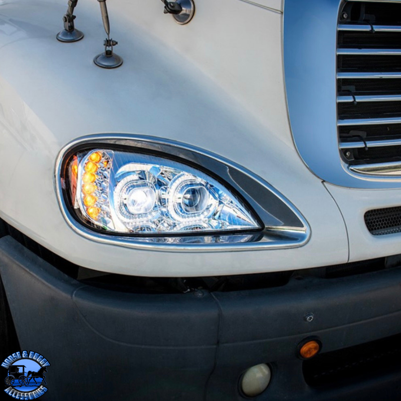 HIGH POWER LED PROJECTION HEADLIGHT FOR 2001-2020 FREIGHTLINER COLUMBIA (Choose Color) (Choose Side) LED Headlight Chrome / Driver's Side,Chrome / Passenger's Side,Black / Driver's Side,Black / Passenger's Side Black