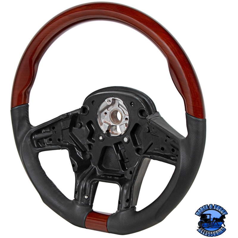 18" YOURGRIP LEATHER AND WOOD STEERING WHEEL FOR 2012-2021 PETERBILT 579 & 2013-2021 KENWORTH T680 #88190 steering wheel Dark Slate Gray