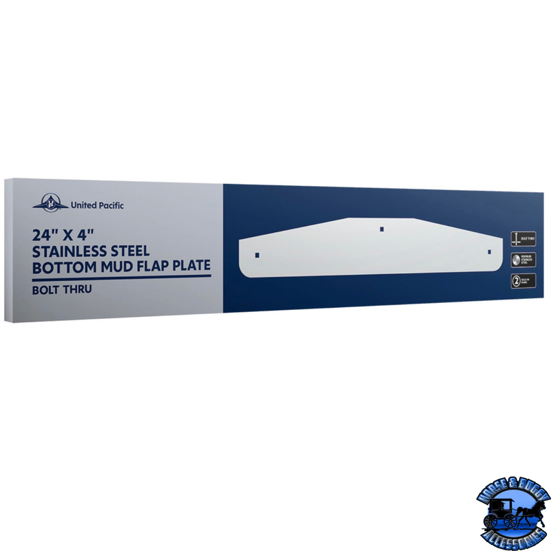 24" X 4" Stainless Steel Bottom Mud Flap Plate - Bolt Thru (Cbox/Pair) #21409CB