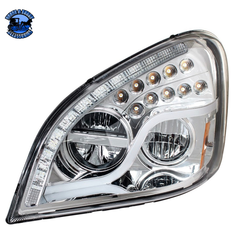 HIGH POWER LED HEADLIGHT WITH LED DRL & LED TURN SIGNAL FOR 2008-2017 FL CASCADIA (Choose Color) (Choose Side) LED Headlight Chrome / Driver's Side,Chrome / Passenger's Side,Black / Passenger's Side Gray